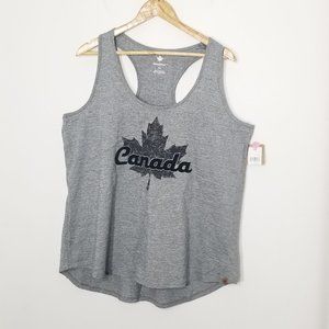 Canadiana NEW Gray Canada Maple Leaf 100% Cotton Tank Plus Size